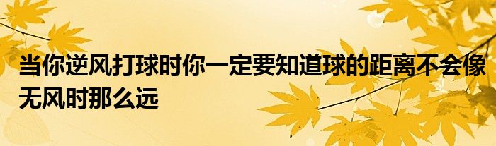 當(dāng)你逆風(fēng)打球時(shí)你一定要知道球的距離不會(huì)像無(wú)風(fēng)時(shí)那么遠(yuǎn)