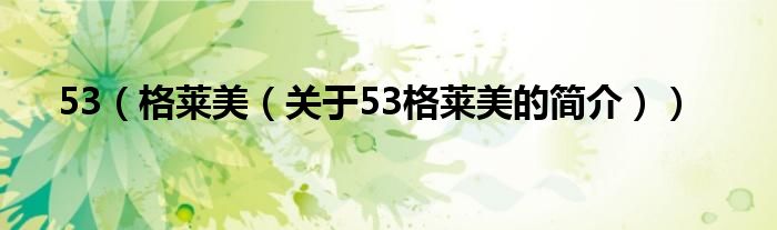 53（格萊美（關于53格萊美的簡介））