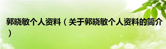 郭曉敏個(gè)人資料（關(guān)于郭曉敏個(gè)人資料的簡介）