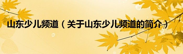 山東少兒頻道（關(guān)于山東少兒頻道的簡(jiǎn)介）