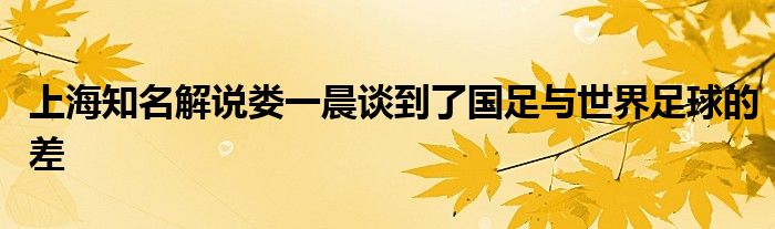 上海知名解說婁一晨談到了國(guó)足與世界足球的差