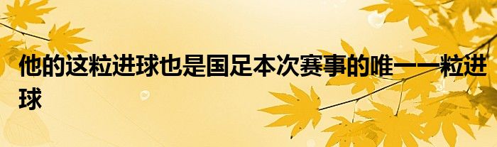 他的這粒進(jìn)球也是國足本次賽事的唯一一粒進(jìn)球