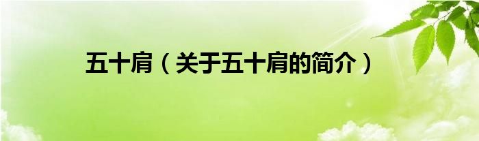 五十肩（關(guān)于五十肩的簡(jiǎn)介）