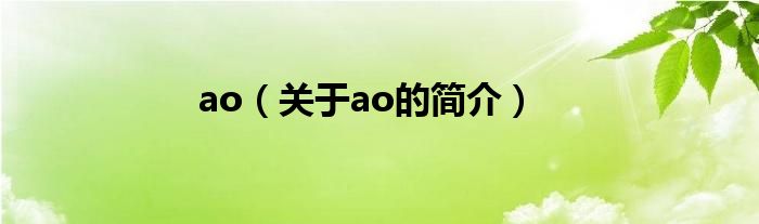 ao（關(guān)于ao的簡(jiǎn)介）