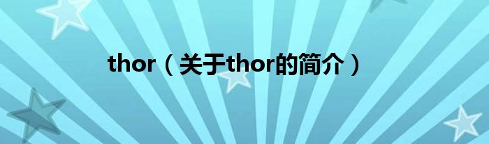 thor（關(guān)于thor的簡(jiǎn)介）