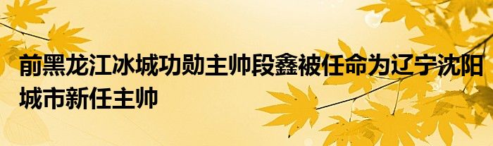 前黑龍江冰城功勛主帥段鑫被任命為遼寧沈陽(yáng)城市新任主帥