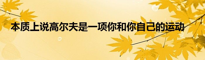 本質(zhì)上說高爾夫是一項你和你自己的運動