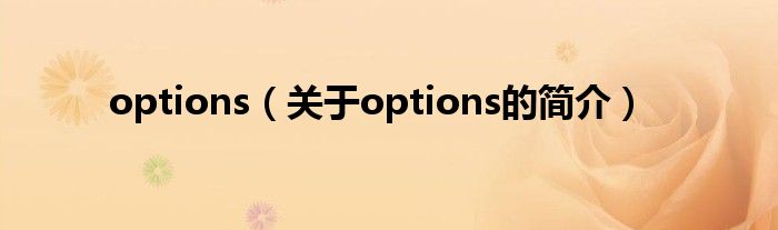 options（關(guān)于options的簡介）