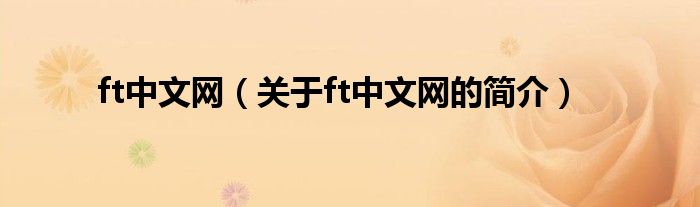 ft中文網(wǎng)（關于ft中文網(wǎng)的簡介）