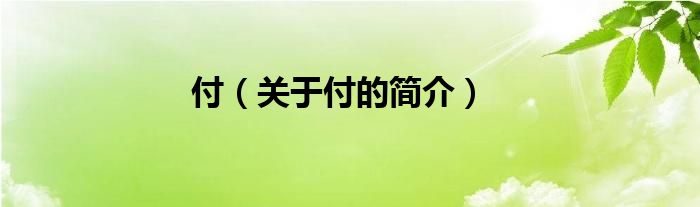 付（關于付的簡介）