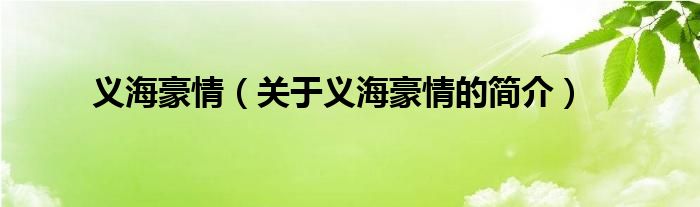 義海豪情（關(guān)于義海豪情的簡介）