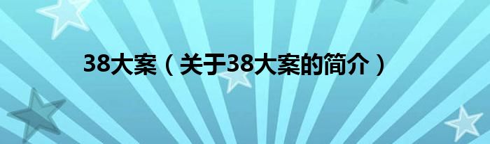 38大案（關(guān)于38大案的簡(jiǎn)介）