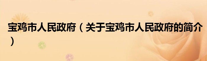 寶雞市人民政府（關于寶雞市人民政府的簡介）