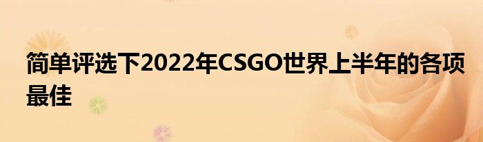 簡單評選下2022年CSGO世界上半年的各項(xiàng)最佳