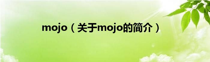 mojo（關于mojo的簡介）