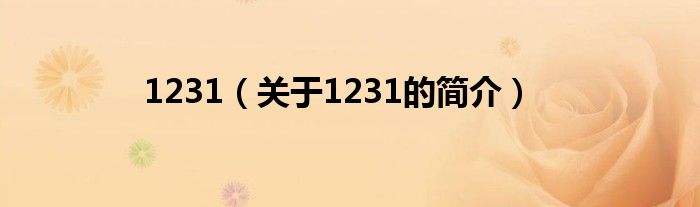 1231（關于1231的簡介）