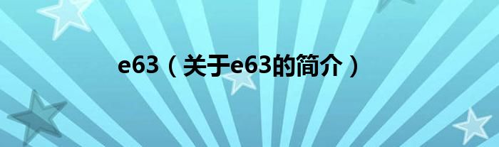 e63（關(guān)于e63的簡介）