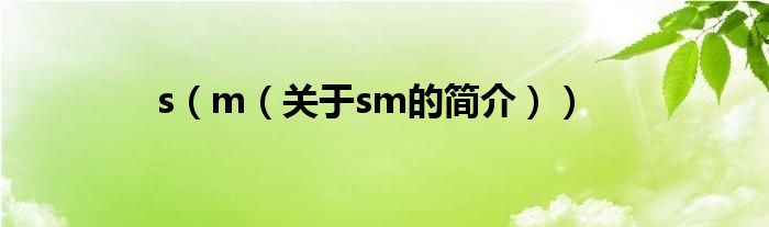 s（m（關(guān)于sm的簡(jiǎn)介））