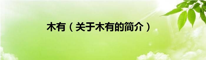 木有（關(guān)于木有的簡(jiǎn)介）