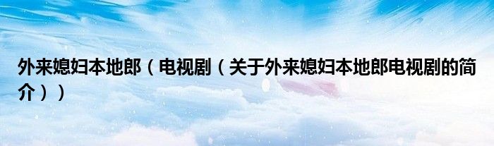 外來媳婦本地郎（電視?。P(guān)于外來媳婦本地郎電視劇的簡介））