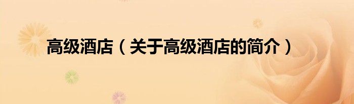 高級(jí)酒店（關(guān)于高級(jí)酒店的簡(jiǎn)介）