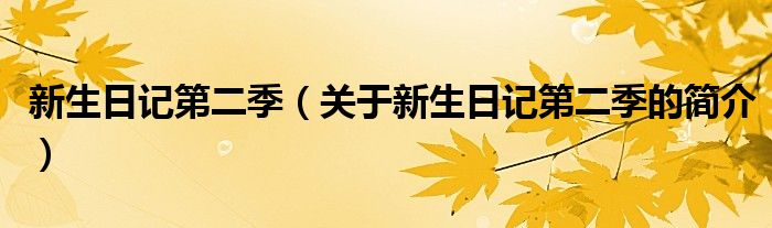 新生日記第二季（關(guān)于新生日記第二季的簡(jiǎn)介）