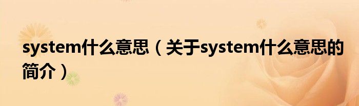 system什么意思（關(guān)于system什么意思的簡介）