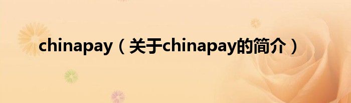 chinapay（關(guān)于chinapay的簡介）