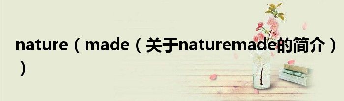 nature（made（關(guān)于naturemade的簡(jiǎn)介））