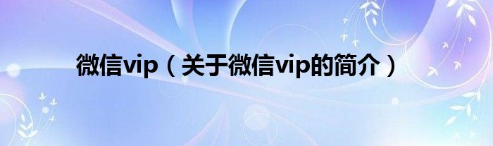 微信vip（關于微信vip的簡介）