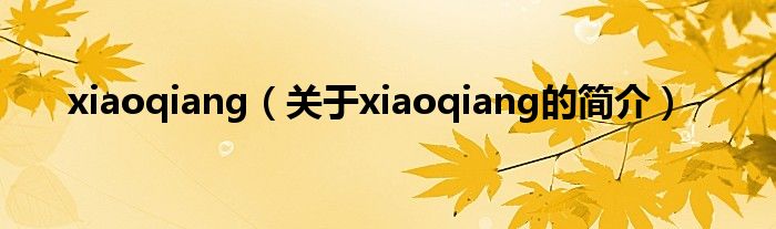 xiaoqiang（關(guān)于xiaoqiang的簡(jiǎn)介）