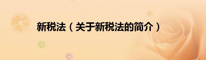 新稅法（關(guān)于新稅法的簡(jiǎn)介）