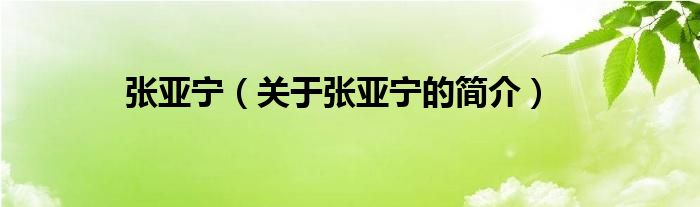 張亞寧（關(guān)于張亞寧的簡(jiǎn)介）