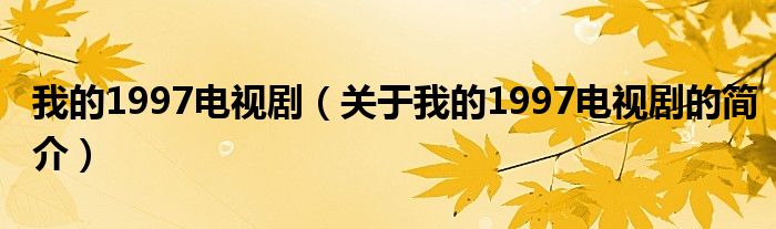 我的1997電視?。P(guān)于我的1997電視劇的簡(jiǎn)介）