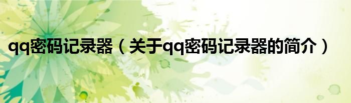 qq密碼記錄器（關(guān)于qq密碼記錄器的簡介）