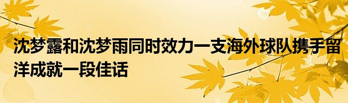 沈夢露和沈夢雨同時效力一支海外球隊(duì)攜手留洋成就一段佳話