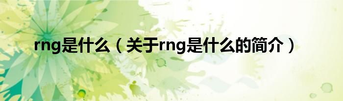 rng是什么（關(guān)于rng是什么的簡介）