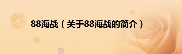 88海戰(zhàn)（關(guān)于88海戰(zhàn)的簡(jiǎn)介）