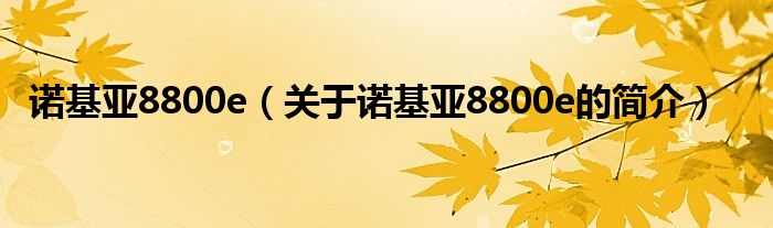 諾基亞8800e（關(guān)于諾基亞8800e的簡介）