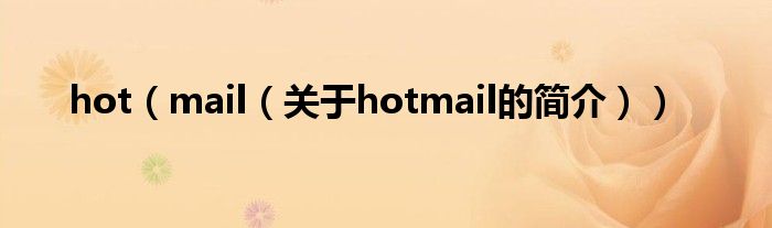 hot（mail（關(guān)于hotmail的簡介））