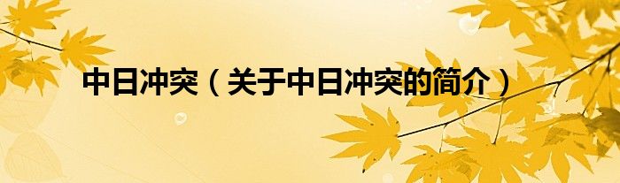 中日沖突（關于中日沖突的簡介）