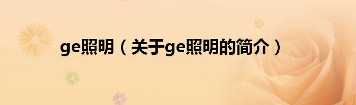 ge照明（關(guān)于ge照明的簡介）