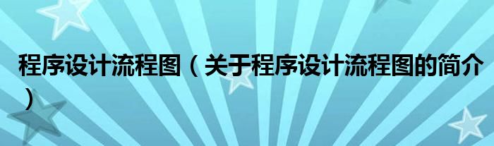 程序設(shè)計流程圖（關(guān)于程序設(shè)計流程圖的簡介）