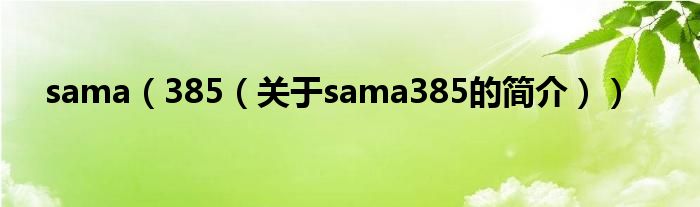 sama（385（關(guān)于sama385的簡介））