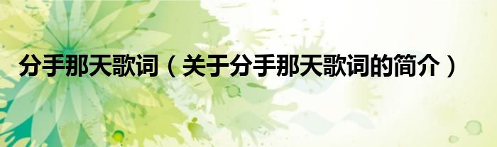 分手那天歌詞（關(guān)于分手那天歌詞的簡(jiǎn)介）