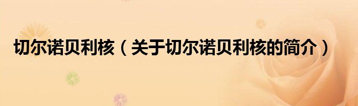 切爾諾貝利核（關(guān)于切爾諾貝利核的簡(jiǎn)介）