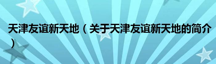 天津友誼新天地（關于天津友誼新天地的簡介）