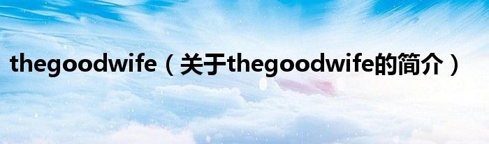 thegoodwife（關于thegoodwife的簡介）