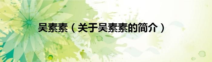 吳素素（關(guān)于吳素素的簡(jiǎn)介）