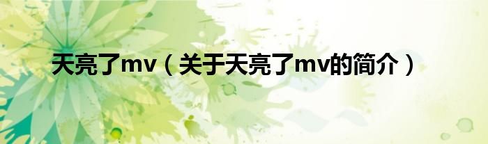 天亮了mv（關(guān)于天亮了mv的簡介）